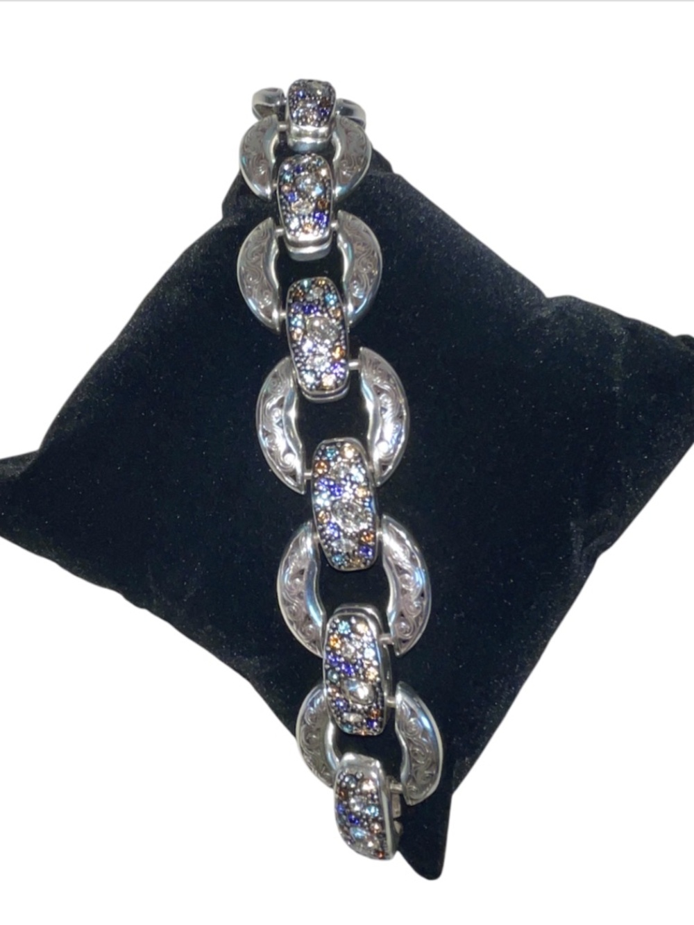 Brighton Crystal Voyage Chunky Link Bracelet Silver Crystals NO Extra Link Trust